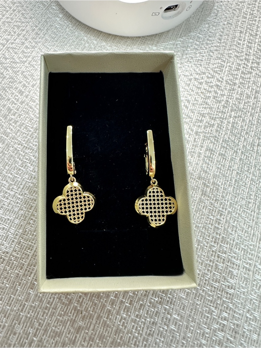 Laminated Gold Clover Drop Earrings